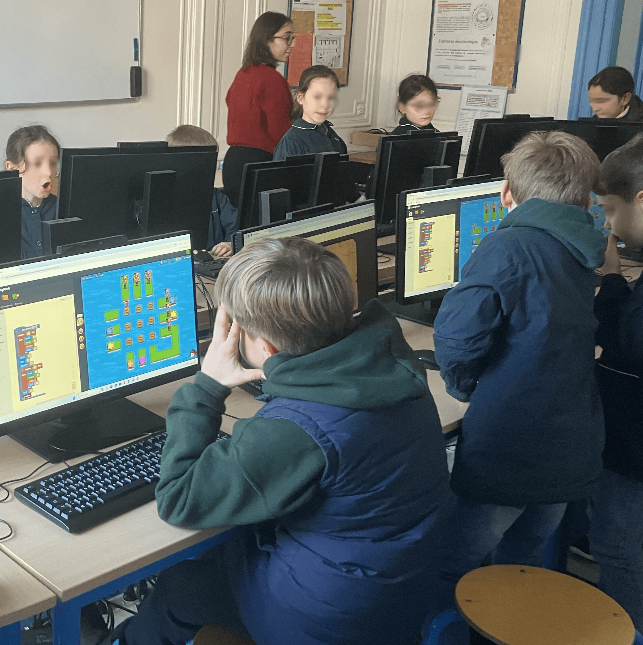 Students playing Golden Quest in the classroom